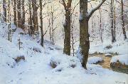 Walter Moras Bachlauf im Winterwald. France oil painting artist